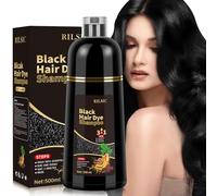 JELMOK Black Hair Dye Shampoo for Grey Hair Coverage, 500ML Instant Color Shampoo 3 in 1, Natural Color - Long Lasting - Colour Shampoos, Coloring in Minutes for Women Men (Black)