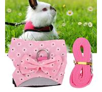 Jelquix 1 Set Bunny Harness and Leash, Soft Padded Escape Proof Rabbit Vest Dual Safety Buckles Anti Chafe Lightweight for Small Pets Guinea Pigs Ferrets Outdoor Walking Travel (M)