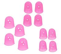 Jelquix 12Pcs Guitar Finger Protector, Elastic Silicone Fingertip Guards, Anti Slip Particles Guards with Comfortable Fit, Ideal for Guitar, Bass, Ukulele, Banjo & Mandolin String (Pink M00250)