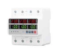 Jelquix 3 Phase Voltage Current Protector, STVP 935A 100A AC220V 380V DIN Rail Mount Relay, Over Under Voltage Relay with Self Resetting, for Overload Automatic Power Off Protection