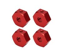Jelquix 4pcs 1/10 RC Wheel Hex Hubs Nut, 14mm Aluminum Alloy Lightweight Nut, Right Angle Wrench Set with Pins, Ideal for AMMRA Big Rock, Typhon, Senton, Granite (Red)