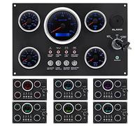 Jelquix 5 Unit Marine Gauge Panel, Stainless Steel Multidatum Real Time Display & Night Clear Vision & Stable Running Performance 12v Seven Tone Backlight Meter for Boat Yacht