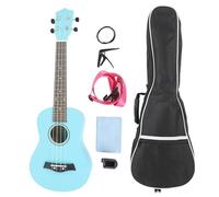 Jelquix 61cm Basswood Ukulele Starter Set, Digital Tuner Tone Clamp Soft Nylon Strings Complete Accessory Smooth Hand Polished Frame Comfort Holding for New Music Learner