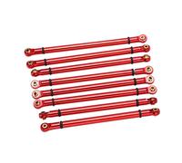 Jelquix 8pcs Aluminum Alloy Link Rod Set, CNC Process High Strength Suspension Upgrade Parts, 139mm 132mm 124mm Rods RC Component with Link Rods, Ideal for Axial SCX10 313 Wheel Base (X006R red)