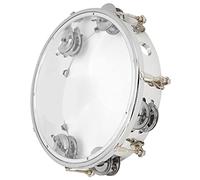 Jelquix Adjustable Tone Double Row Jingle Bells Tambourine with Durable Screws for Strong Rhythm Sense for Percussion Enthusiasts 8in (Transparent)