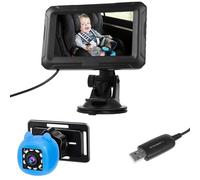 Jelquix Baby Car Mirror, 4.3 Inch HD 1080P Screen with Night Vision and 150 Degree Wide Viewing Angle 360 Degree Rotation for Infants Kids and Pets