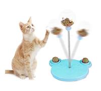 Jelquix Cat Food Ball Dispenser, Bear Shape Leaky Food Circle, Spring Ball Track Plastic Feeder Toy, Ideal for Cat and Small Dogs Gifts (Blue)