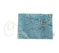 Jelquix Chinese Retro Large Capacity Pencil Case Foldable Pencil Storage Bag for Stationary Supply Deerskin Velvet Linen Coin Thickness for Students (Plain Flower)