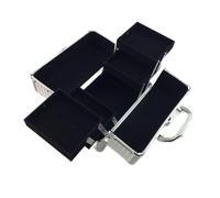 Jelquix Cosmetic Case Multi Layer Design Makeup Carrying Box for Beauty Salon ABS and Aluminum Alloy 25x17x17cm (Silver Strip Black Bottom)