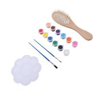 Jelquix DIY Wooden Hair Brush Kit for Parties, 6 Brushes | 6 Acrylic Paints, 6 Art Brushes and 6 Palettes, Paddle Brush and Tail Comb for Bridal Showers and Crafts