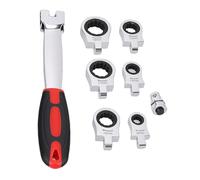 Jelquix Flexible Ratcheting Wrench Set for Mechanics, 8-19mm, 6pc | Interchangeable Head, CRV Steel, 180 Degree Socket Wrench for Automotive Repair