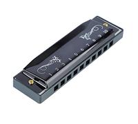 Jelquix Harmonica 10 Hole Lightweight Professional Mouth Organ with Case for Kids Beginners Music Development (Black)