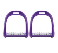 Jelquix Horse Riding Stirrup Durable Aluminum Saddle for Equestrian Riders, 5 Colors to Choose From, Stainless Steel Pad, Non-Slip, 1220g/pair, Ideal for Horseback Riding Enthusiasts (Purple)
