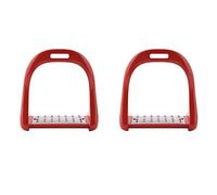 Jelquix Horse Riding Stirrup Durable Aluminum Saddle for Equestrian Riders, 5 Colors to Choose From, Stainless Steel Pad, Non-Slip, 1220g/pair, Ideal for Horseback Riding Enthusiasts (Red)