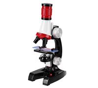 Jelquix Kids Educational Biological Monocular Microscope with LED Light for Preschool Science Learning Parents Guidance Red Black