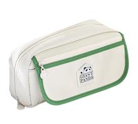 Jelquix Large Capacity 3 Layer Storage Pencil Pouch, Wide Zipper Opening Pencil Box/Cover with Side Lanyard, Panda Design Organizer, Ideal for Students, Artists & Kids, Green (Beige)