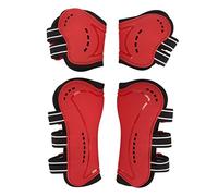 Jelquix Lightweight Fetlock Horse Boots Wearproof Breathable Impact Protection for Horse Riding Activities PU and Neoprene Red 2 Units