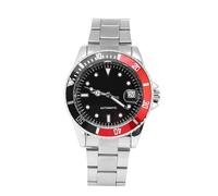 Jelquix Luxury Male Watch with Stainless Steel Band, Automatic Mechanical Movement Wristwatch for Casual and Formal Wear, for Him (Black face with red Half Circle (W042602))