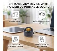 Jelquix Mini USB C Speaker for Smartphones, Tablets, 3W | 5x Sound Amplification, 4 Ohm, Over 90dB SNR, Plug and Play Portable Wired Speaker