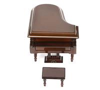 Jelquix Miniature Piano Model Exquisite Wooden Musical Instrument Ornament with Music Box for Home Decoration Gifts, Dollhouse Accessories