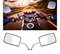 Jelquix Motorcycle Square Rearview Mirror Durable Clear Vision Fully Adjustable for Street Bike Riders Universal Fitment Metal Handle+ ABS Shell Black (Electroplated)