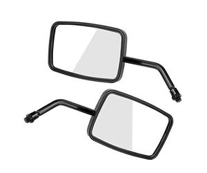 Jelquix Motorcycle Square Rearview Mirror Durable Clear Vision Fully Adjustable for Street Bike Riders Universal Fitment Metal Handle+ ABS Shell Black (Black)