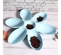 Jelquix PP Durable Pet Six Petals Feeding Bowl for Cats Dogs, Space-Saving Design, Multi-Functional Food & Water Feeder, 42x42cm 299g, Available in Blue Green Pink (Blue)
