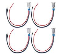 Jelquix Pre-Wired Round LEDs Dual Color Indicator Light for Car Modification Industrial Control Instruments 10mm 4 Sets (Red Blue)