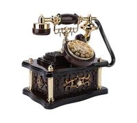 Jelquix Retro Dial Telephone Music Box, Vintage Jewelry Box Ornament for Home Shelf Decor, Brown Square Antique Style Trinket