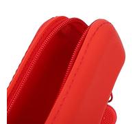 Jelquix Silicone Pencil Pouch, Soft Leak Proof Travel Storage Bag, Round Non Slip Pull Ring Storage Bag with Cosmetic Makeup Compatibility, Ideal for School & Business Trip (red(Small))