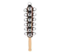 Jelquix Silver Sleigh Bell, Beech Wood Shaker Hand with 25 Ni Plated Bells, Versatile Celebration Instrument, Suitable for Xmas Carols School Choir Music Training Stage Performance