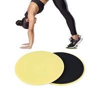 Jelquix Slider Gliding Disc Full Body Workout Set, Lightweight Exercise Gliding Disc for Yoga Dance, 2PCS Fitness for Balance Training Wood Carpet, Yellow Gray (Yellow)