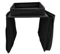 Jelquix Sofa Armrest TV Remote Control Organizer Durable Armchair Couch Bag with Cup Holder Tray for Living Room Office Dorm Bedroom, Oxford Cloth (Black)