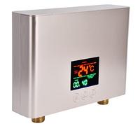 Jelquix Tankless Electric Water Heater Efficient Rapid Heating for Bathroom Kitchen 30-55℃ Remote Control Touch Panel, Aluminum Die Casting 8.3x5.9x2.2in (Gold)