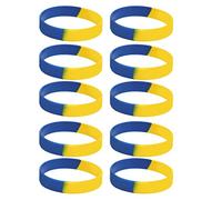 Jelquix Ukrainian Flag Rubber Bracelets 10Pcs Stretchy Wristbands for Supporters Men Women Parades