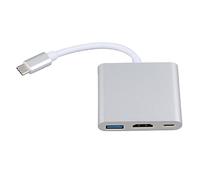 Jelquix USB C Docking Station, 3 in 1 Aluminum Alloy USB C Hub, 60W PD 4K HD USB3.0 5Gbps Hub for TV, Projector, Computer, Flash Drive & Hard Disk