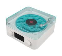 Jelquix Vintage Record Player Style Speaker, Retro Wireless Speaker with Night Light and Time Display, Loud Volume Rich Bass, for Girls Gift Bedroom Office (White)