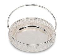 Jelquix Vintage Serving Tray, European Style Metal Tray, Decorative Tea Serving Platter with Handle, Ideal for Tea, Coffee, Dessert, Snacks, Party Decoration, Family Gathering