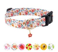 Jelwuion Dog Collar,Personalized Adjustable Cute Puppy Collars for Girl Female Boy Dogs Flower Patterned Design,Soft Pet Collar with Safe Buckle for Small Medium Large Dog. (Red Flower, L)