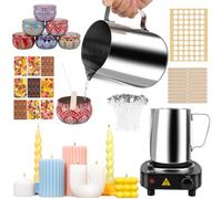JelyArt Candle Making Kit Candles DIY Set Including Wax Melting Pot (900 ml), 6 Tins, 100 Wicks, 60 Adhesive Labels - DIY Casting Candles for Adults