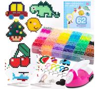 JelyArt Fuse Beads Kit 11000pcs+ 36 Colors 5mm Iron Beads DIY Crafts with Mini Iron Pegboards Tweezers Ironing Papers Keyrings Fuse Bead Craft Kit for Boys Girls Gift