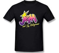 Jem and The Holograms Men's Basic Cotton Short Sleeve T-Shirt Fashion Shirts Black L
