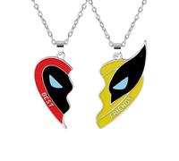 Jemant Best Friends Necklace For 2 Bff Matching Heart Puzzle Pendant Silver Stainless Steel Chain Superhero Friendship Necklace Bracelet Key Chain Set Jewelry, Adjustable, Stainless Steel, No Gemstone