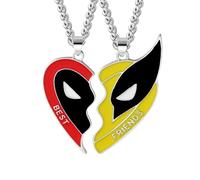 Jemant Best Friends Necklace For 2 Bff Matching Heart Puzzle Pendant Silver Stainless Steel Chain Superhero Friendship Necklace Bracelet Key Chain Set Jewelry, Adjustable, Stainless Steel, No Gemstone