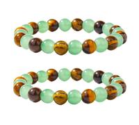 Jemant Eye Color Bracelets For Couples Brown Hazel Green Blue Natural Stone Tiger Eye Aventurine Beads String 8mm /10mm Trendy Stretch Elastic Mathing Bracelets Handmade Jewelry For Bf And Gf