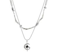 Jemant Gothic Cross Star Necklace For Men Women Silver Stainless Steel Cuban Link Paperclip Figaro Bead Chain Punk Kpop Y2k Goth Irregular Layered Cross Pendant Necklace Non Tarnish Jewelry Gift