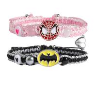 Jemant Spider Bat Matching Bracelet For Couples Him And Her Best Friend Bff 2 Half Heart Beaded Chain Handmade Braided Friendship Relationship Bracelets Set Christmas Valentines Day Gifts, M, Metal