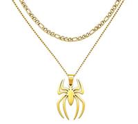 Jemant Spider Necklace For Men Women Black Silver Gold Stainless Steel Gothic Vintage Cool y2k Punk Unqiue Spider Pendant Necklace Halloween Jewelry Gift For Bf Gf Bro Sisters