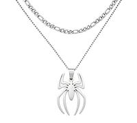 Jemant Spider Necklace For Men Women Black Silver Gold Stainless Steel Gothic Vintage Cool y2k Punk Unqiue Spider Pendant Necklace Halloween Jewelry Gift For Bf Gf Bro Sisters