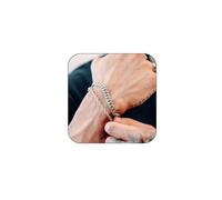 JEMARA 2 Pcs Stainless Steel Bracelets for Mens, Sturdy Curb Width Rope Cuban Chain Bracelet Set Adjustable Stack Silver Chain Bracelet for Men